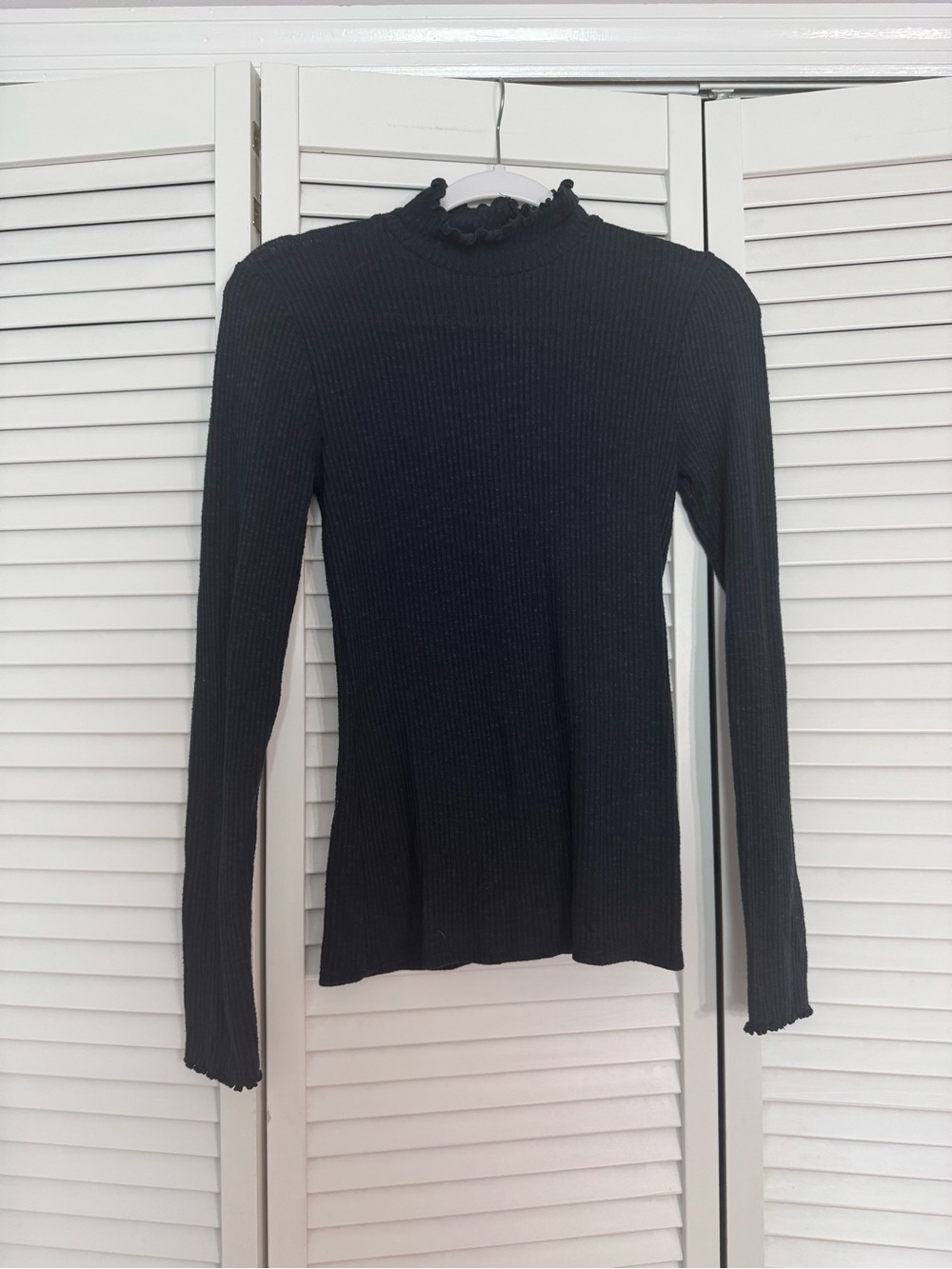 Abercrombie & Fitch Black Ribbed Mock-Neck Long Sleeve Top Sz S